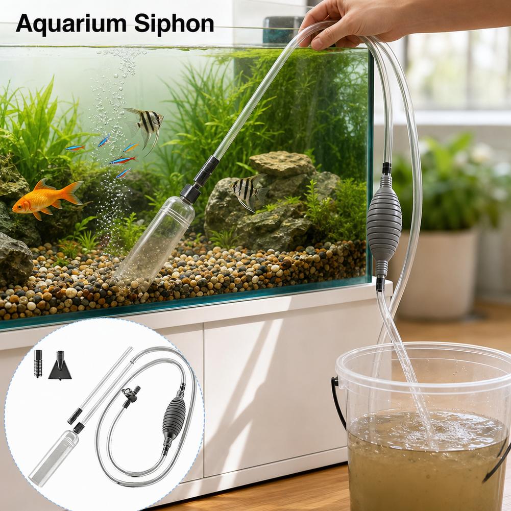 Marine Aquarium Water Change - Handmatige aquariumsifon, visbak waterverversingsset, grindreiniger, zandwaspomp,