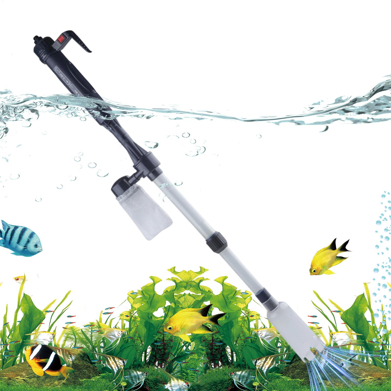 Marine Aquarium Water Change - Aquariumstofzuiger, verstelbaar, telescopisch, USB-aangedreven, draagbaar aquariumwaterverversingssysteem,