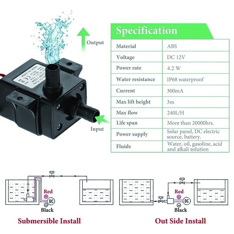 240L/H Waterpomp DC 12V Borste - Marine Aquarium Dc Pump recensie en prijs